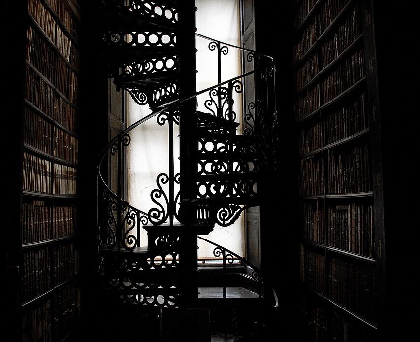 spiral staircase, stairs, trinity college